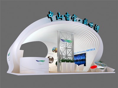 54平米展臺(tái)設(shè)計(jì)制作：二面開(kāi)口/前衛(wèi)/型材結(jié)構(gòu)/白色，為房產(chǎn)展展商而作（免費(fèi)使用）