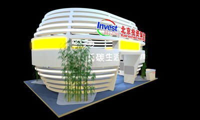 108平米展臺設計制作：二面開口/現(xiàn)代/木質(zhì)結(jié)構(gòu)/白色，為金融展展商而作（免費使用）