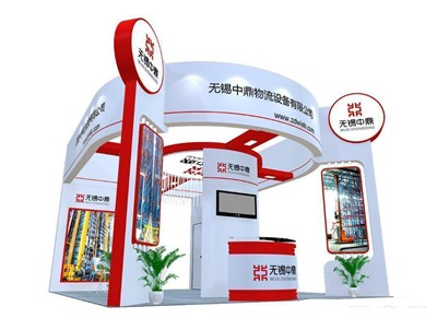 42平米展臺設(shè)計制作：四面開口/現(xiàn)代/木質(zhì)結(jié)構(gòu)/白色，為交通物流展展商而作（免費使用）