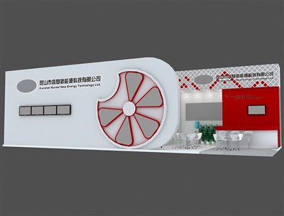 90平米展臺(tái)設(shè)計(jì)制作：三面開口/前衛(wèi)/木質(zhì)結(jié)構(gòu)/紅色，為光伏展展商而作（免費(fèi)使用）
