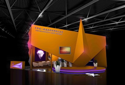108平米展臺(tái)設(shè)計(jì)制作：三面開(kāi)口/前衛(wèi)/木質(zhì)結(jié)構(gòu)/橙色，為工藝品展展商而作（免費(fèi)使用）