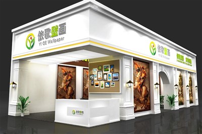 90平米展臺(tái)設(shè)計(jì)制作：二面開口/歐式/木質(zhì)結(jié)構(gòu)/白色，為工藝品展展商而作（免費(fèi)使用）