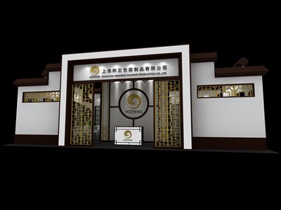 108平米展臺設計制作：二面開口/現(xiàn)代/木質結構/咖啡色，為廣告展展商而作（免費使用）