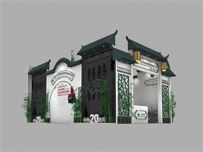 54平米展臺設計制作：一面開口/中式/木質結構/灰色，為寵物水族展展商而作（免費使用）