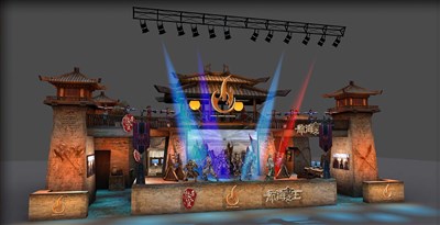 150平米展臺設計制作：三面開口/現代/木質結構/黃色，為游戲展展商而作（免費使用）