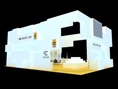 88平米展臺設計制作：三面開口/現(xiàn)代/木質結構/白色，為衛(wèi)浴展展商而作（免費使用）