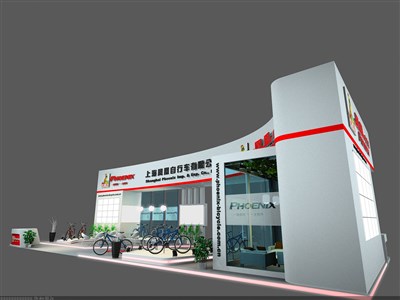 168平米展臺設計制作：二面開口/現代/木質結構/白色，為單/摩托車展商而作（免費使用）