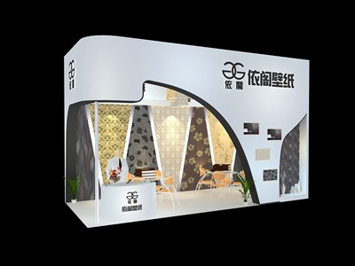 21平米展臺(tái)設(shè)計(jì)制作：二面開口/現(xiàn)代/木質(zhì)結(jié)構(gòu)/白色，為建材展展商而作（免費(fèi)使用）