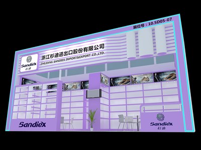 27平米展臺(tái)設(shè)計(jì)制作：一面開口/現(xiàn)代/木質(zhì)結(jié)構(gòu)/紫色，為鞋箱包展展商而作（免費(fèi)使用）