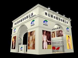 36平米展臺(tái)設(shè)計(jì)制作：三面開口/歐式/木質(zhì)結(jié)構(gòu)/灰色，為內(nèi)衣展展商而作（免費(fèi)使用）