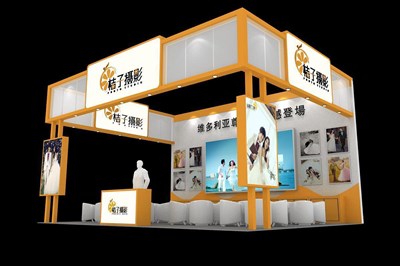 48平米展臺設(shè)計制作：三面開口/現(xiàn)代/木質(zhì)結(jié)構(gòu)/白色，為婚博會展商而作（免費使用）