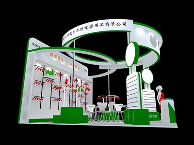 36平米展臺(tái)設(shè)計(jì)制作：三面開口/現(xiàn)代/木質(zhì)結(jié)構(gòu)/綠色，為嬰幼展展商而作（免費(fèi)使用）