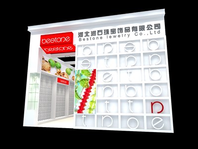 36平米展臺(tái)設(shè)計(jì)制作：一面開(kāi)口/現(xiàn)代/木質(zhì)結(jié)構(gòu)/白色，為珠寶展展商而作（免費(fèi)使用）