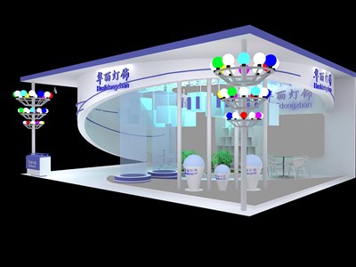 108平米展臺設(shè)計(jì)制作：三面開口/現(xiàn)代/桁架結(jié)構(gòu)/白色，為照明展展商而作（免費(fèi)使用）