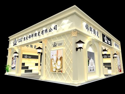 120平米展臺(tái)設(shè)計(jì)制作：一面開口/現(xiàn)代/木質(zhì)結(jié)構(gòu)/白色，為日用品展展商而作（免費(fèi)使用）