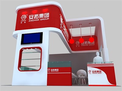 36平米展臺設(shè)計(jì)制作：二面開口/現(xiàn)代/木質(zhì)結(jié)構(gòu)/紅色，為安防展展商而作（免費(fèi)使用）