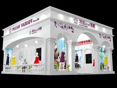 81平米展臺設(shè)計制作：二面開口/歐式/木質(zhì)結(jié)構(gòu)/白色，為美博會展商而作（免費使用）