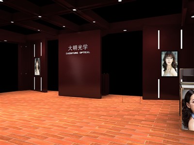120平米展臺設計制作：二面開口/現代/木質結構/咖啡色，為眼鏡展展商而作（免費使用）