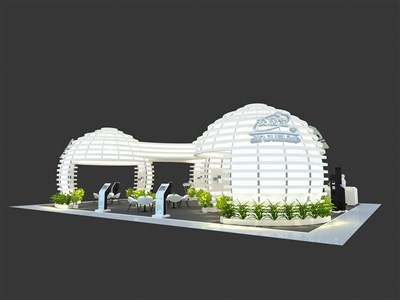 180平米展臺(tái)設(shè)計(jì)制作：四面開口/前衛(wèi)/型材結(jié)構(gòu)/白色，為安防展展商而作（免費(fèi)使用）