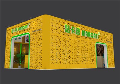 60平米展臺設(shè)計制作：三面開口/前衛(wèi)/型材結(jié)構(gòu)/黃色，為眼鏡展展商而作（免費使用）
