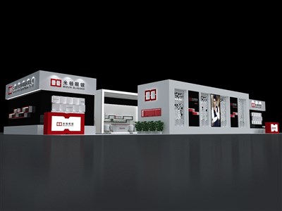 144平米展臺設(shè)計制作：二面開口/前衛(wèi)/木質(zhì)結(jié)構(gòu)/灰色，為眼鏡展展商而作（免費使用）