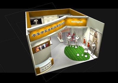 67.5平米展臺設計制作：一面開口/現(xiàn)代/木質結構/黃色，為服裝展展商而作（免費使用）