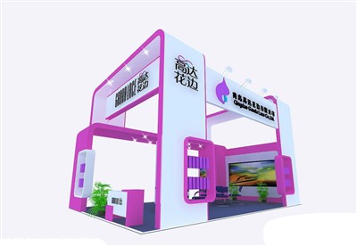 54平米展臺設(shè)計制作：三面開口/現(xiàn)代/木質(zhì)結(jié)構(gòu)/紅色，為服裝展展商而作（免費使用）