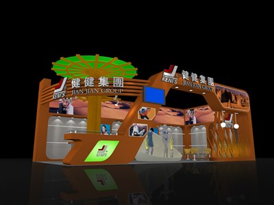 72平米展臺(tái)設(shè)計(jì)制作：二面開口/現(xiàn)代/木質(zhì)結(jié)構(gòu)/咖啡色，為服裝展展商而作（免費(fèi)使用）