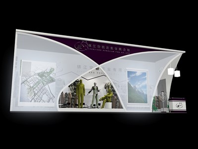 36平米展臺設計制作：二面開口/前衛(wèi)/型材結構/白色，為服裝展展商而作（免費使用）