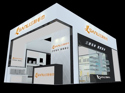 54平米展臺(tái)設(shè)計(jì)制作：二面開口/現(xiàn)代/木質(zhì)結(jié)構(gòu)/白色，為紡織展展商而作（免費(fèi)使用）