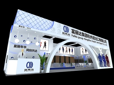 98平米展臺設(shè)計制作：一面開口/前衛(wèi)/木質(zhì)結(jié)構(gòu)/白色，為紡織展展商而作（免費使用）