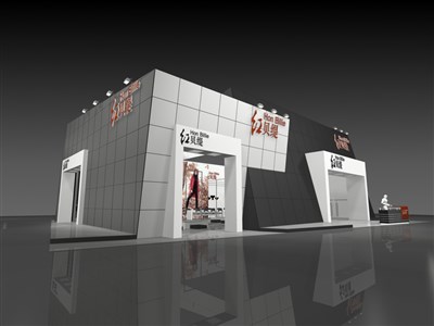 315平米展臺(tái)設(shè)計(jì)制作：三面開(kāi)口/現(xiàn)代/木質(zhì)結(jié)構(gòu)/灰色，為服裝展展商而作（免費(fèi)使用）