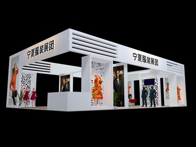 135平米展臺設(shè)計制作：四面開口/現(xiàn)代/木質(zhì)結(jié)構(gòu)/白色，為服裝展展商而作（免費使用）
