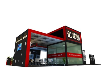 128平米展臺(tái)設(shè)計(jì)制作：三面開(kāi)口/現(xiàn)代/木質(zhì)結(jié)構(gòu)/黑色，為照明展展商而作（免費(fèi)使用）
