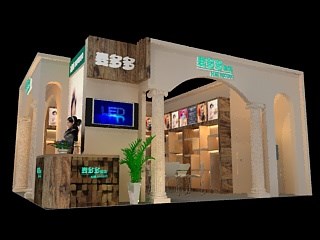 42平米展臺設計制作：二面開口/歐式/木質結構/米色，為婚博會展商而作（免費使用）