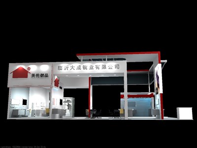 160平米展臺設計制作：四面開口/現(xiàn)代/木質(zhì)結(jié)構(gòu)/紅色，為衛(wèi)浴展展商而作（免費使用）
