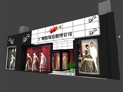 84平米展臺設計制作：一面開口/現(xiàn)代/木質結構/黑色，為婚博會展商而作（免費使用）