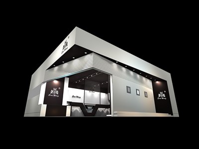 149.5平米展臺設(shè)計(jì)制作：二面開口/現(xiàn)代/木質(zhì)結(jié)構(gòu)/白色，為服裝展展商而作（免費(fèi)使用）