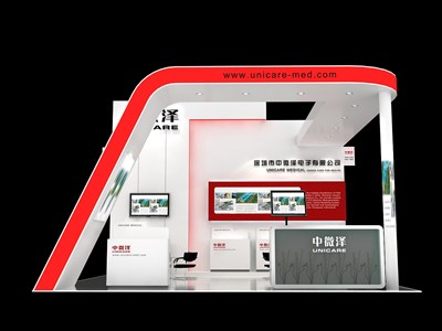 36平米展臺設(shè)計制作：三面開口/現(xiàn)代/木質(zhì)結(jié)構(gòu)/白色，為醫(yī)藥展展商而作（免費使用）