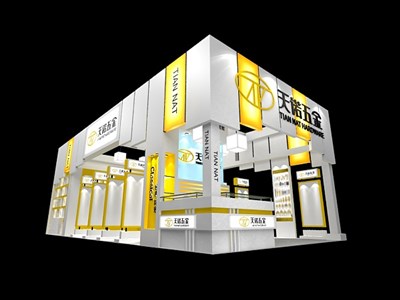 72平米展臺(tái)設(shè)計(jì)制作：三面開(kāi)口/現(xiàn)代/木質(zhì)結(jié)構(gòu)/白色，為五金展展商而作（免費(fèi)使用）