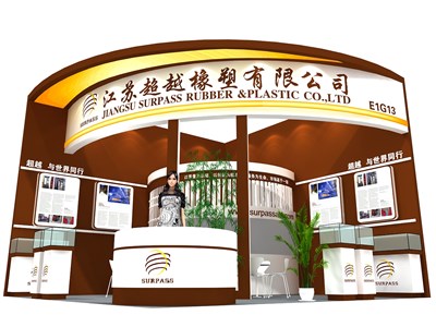 36平米展臺設(shè)計制作：一面開口/現(xiàn)代/木質(zhì)結(jié)構(gòu)/咖啡色，為化工展展商而作（免費(fèi)使用）
