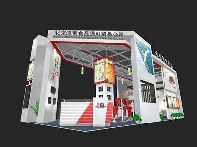72平米展臺設(shè)計制作：三面開口/現(xiàn)代/木質(zhì)結(jié)構(gòu)/白色，為食品展展商而作（免費(fèi)使用）