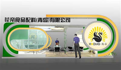 54平米展臺(tái)設(shè)計(jì)制作：一面開口/現(xiàn)代/木質(zhì)結(jié)構(gòu)/白色，為食品展展商而作（免費(fèi)使用）