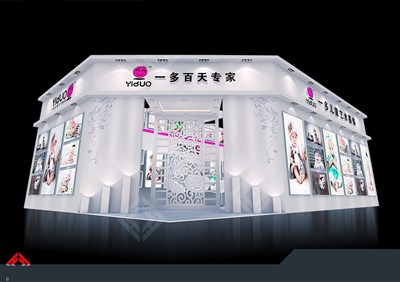 70平米展臺設(shè)計制作：二面開口/現(xiàn)代/木質(zhì)結(jié)構(gòu)/白色，為嬰幼展展商而作（免費使用）