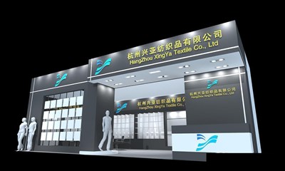 55平米展臺設計制作：一面開口/現(xiàn)代/木質結構/灰色，為紡織展展商而作（免費使用）