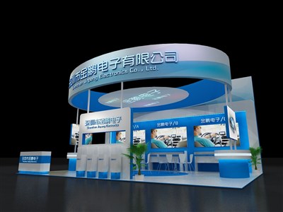 54平米展臺設(shè)計制作：三面開口/前衛(wèi)/木質(zhì)結(jié)構(gòu)/藍色，為汽配展展商而作（免費使用）