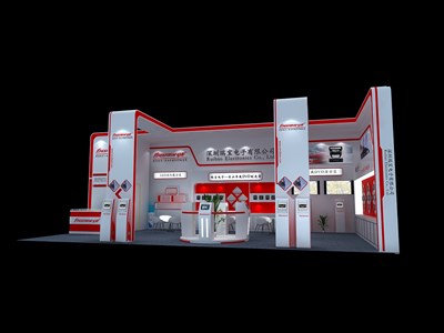72平米展臺設計制作：二面開口/前衛(wèi)/木質結構/紅色，為汽配展展商而作（免費使用）