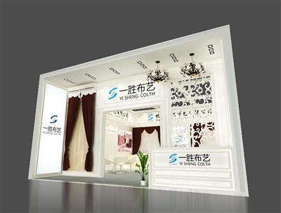 56平米展臺設計制作：一面開口/歐式/木質(zhì)結構/白色，為紡織展展商而作（免費使用）