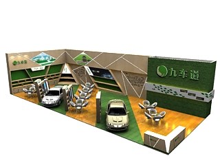 189平米展臺(tái)設(shè)計(jì)制作：二面開口/前衛(wèi)/木質(zhì)結(jié)構(gòu)/綠色，為汽配展展商而作（免費(fèi)使用）