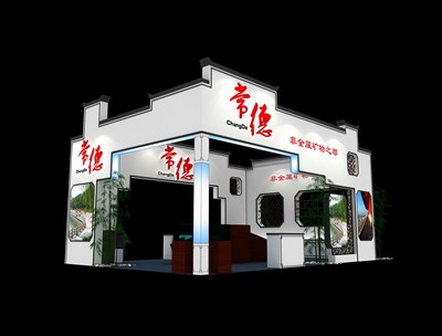 54平米展臺(tái)設(shè)計(jì)制作：三面開(kāi)口/中式/木質(zhì)結(jié)構(gòu)/白色，為成就招商展展商而作（免費(fèi)使用）